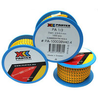 Partex PA 1/3 Black 4 on Yellow Coloured Cable Marker (1000)