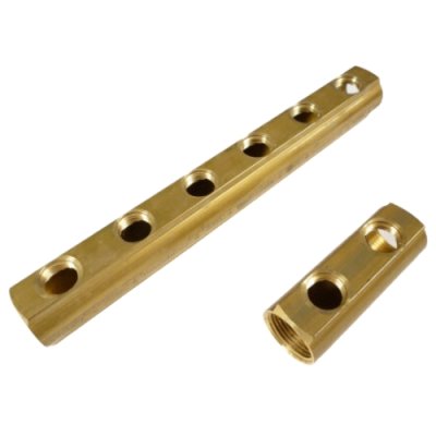 Rechte messing collector 3 x 1/2F