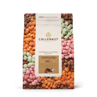 bag of barry callebaut callets, orange, green, brown, pink, 