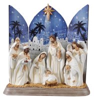 Resin White Finish Nativity Set/7 Pieces/6 inch   (89414)