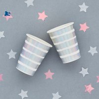 Iridescent Striped Paper Cups - Pack of 8