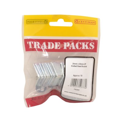 Centurion Slotted Steel Bracket - Zinc Plated - 25mm x 25mm - (10 PK)