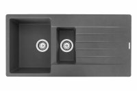 Reginox Harlem15 Grey Silver Granite 1.5 Bowl Kitchen Sink with Drainer and Waste