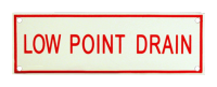 Low Point Drain Sign, 6" (W) x 2" (H), Aluminum