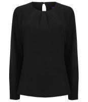 HENBURY LADIES PLEAT FRONT LONG SLEEVE BLOUSE