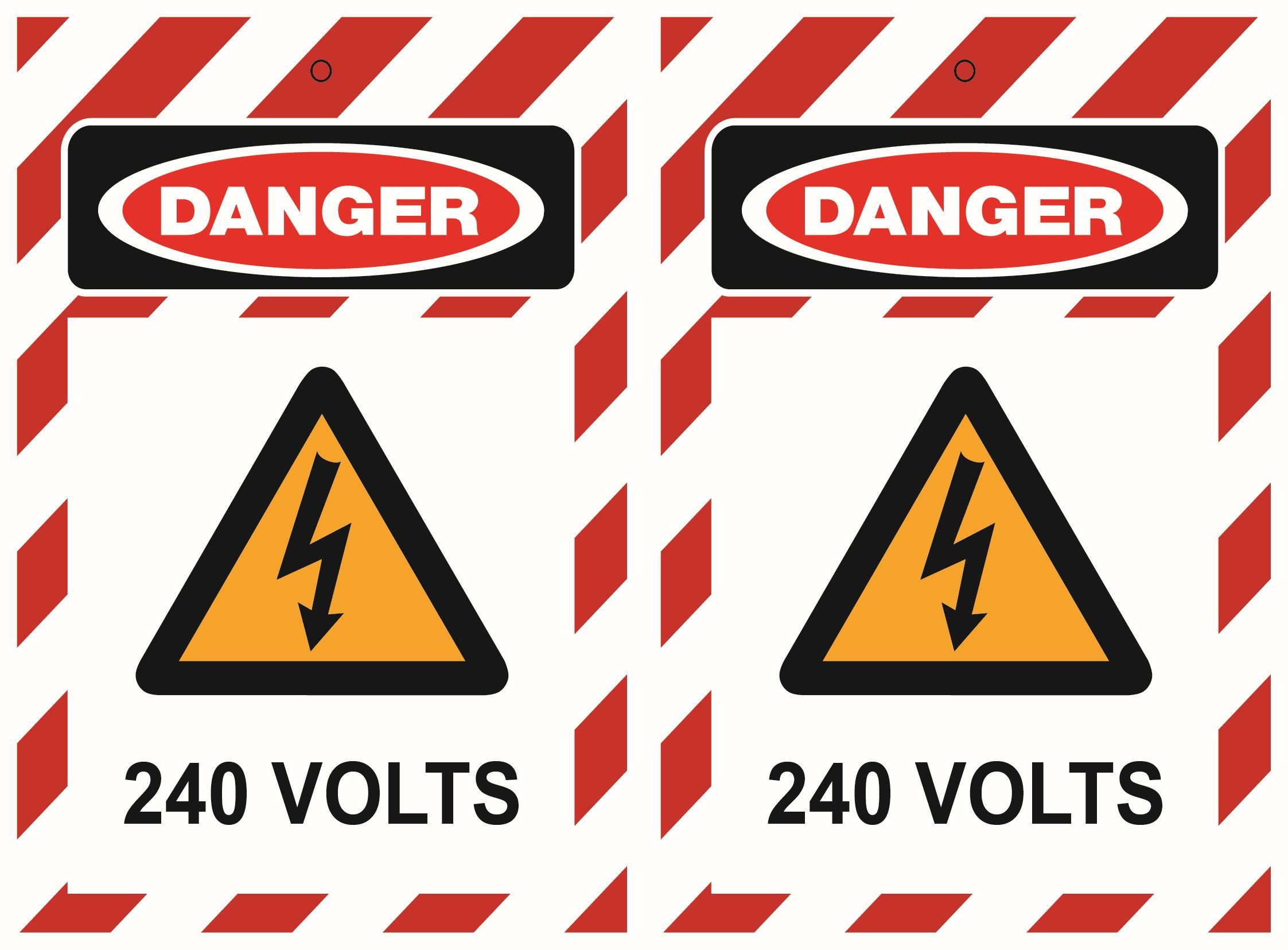 DANGER 240 Volts Tag, Pack 25