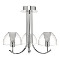 DUANA 3 LIGHT SEMI FLUSH CHROME AND GLASS