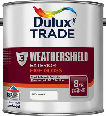 Dulux Trade Weathershield Exterior Gloss Medium Base 2.5L Paint 5180417