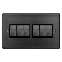 VPBZ416BK Deco Matt Bronze 10 Amp 6 Gang 2 Way Switch