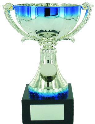 17cm Silver & Blue Metal Cup with Centre | TC