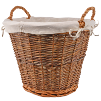 MANSION ROUND WICKER LOG BASKET WITH LINER