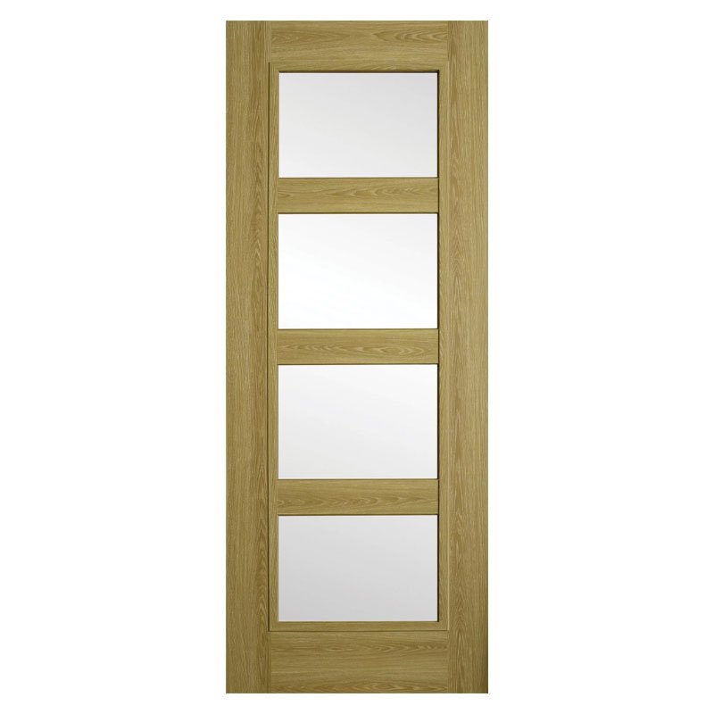 E152 Shaker 4 Panel Luxury Laminate Limed Oak Clear Glass