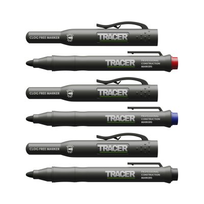 Tracer Clog Free Marker Kit - 3pc pack (1x Black / 1x Blue / 1x Red) c/w Site Holsters