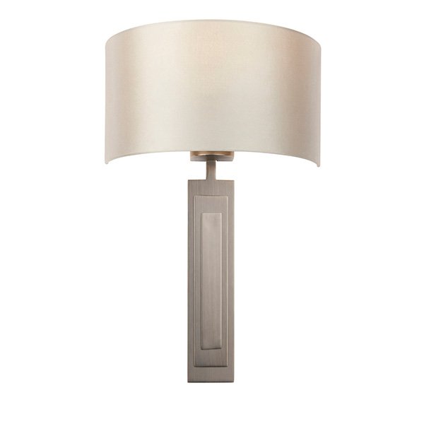 Endon Flat Panel Bronze Wall Light With Mink Shade