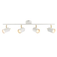 FOUR LIGHT BAR MATT WHITE AND SATIN BRUSHED BRASS PLATE