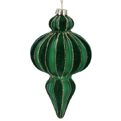 Green Velvet Glass Ogee Bauble