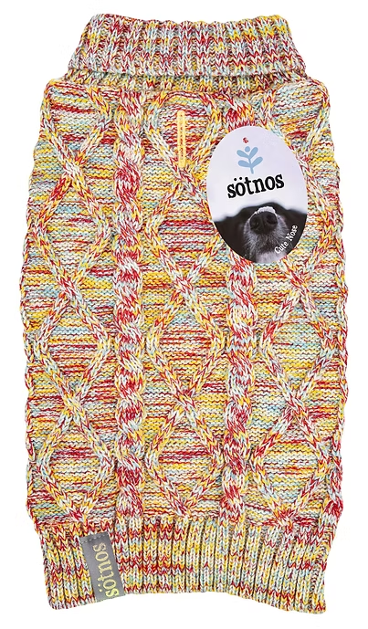 Sotnos KC044-L Cable Knit Dog Sweater Large Multi Colour 43cm