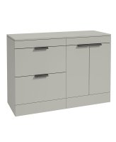 STOCKHOLM 120CM FLOOR STANDING TWO DRAWER/TWO DOOR ARCTIC GREY MATT COUNTERTOP VANITY UNIT - MATT BLACK HANDLE