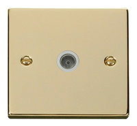 Click Deco Victorian Polished Brass with White Insert Single Coaxial Socket | LV0101.0168