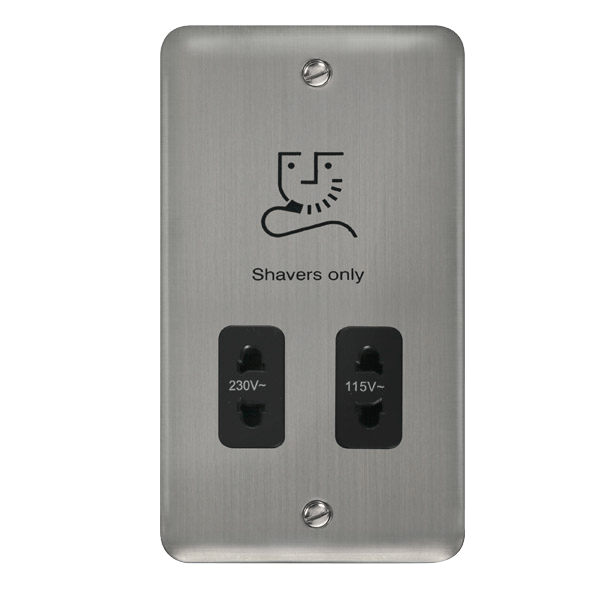 Click Deco Plus Dual Voltage Shaver Socket Stainless Steel Black Insert DPSS100BK
