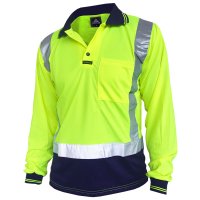 Hi-Vis D/N Polo Shirt, LS, Yellow/Navy