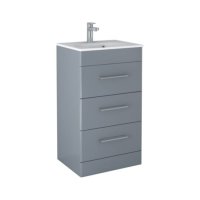 Tucker French 500mm Floor Standing Three Drawer Basin Unit Matt Blue Steel