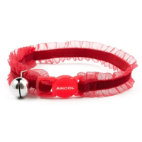 Ancol Velvet Frills Safety Cat Collar Red 1x3