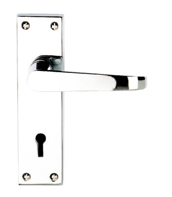 Victorian Straight Lock Door Handle Polished Chrome