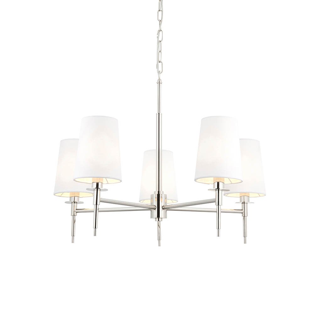 Endon Bright Nickel 5 Light Multi Arm Pendant With Tapered Shades
