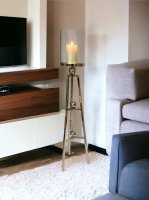 Tripod Candleholder Nickel Plated with Glass - NOW