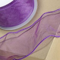 Wired Organza Ribbon Purple - 70mm x 25m