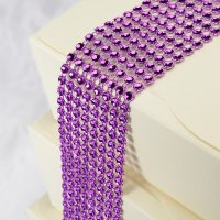 Plastic Diamante Effect 8 Rows Band Purple - 1.5m