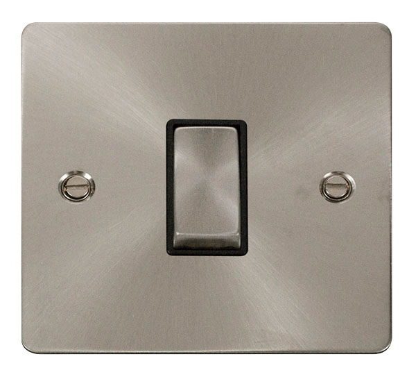 Click Define 1G 2W Switch Brushed Steel Black Insert FPBS411BK