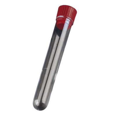 Centrifuge Tube, 13.5ml, Conical, PS Base, PE Cap, Red Waded Screw Cap, Sterile