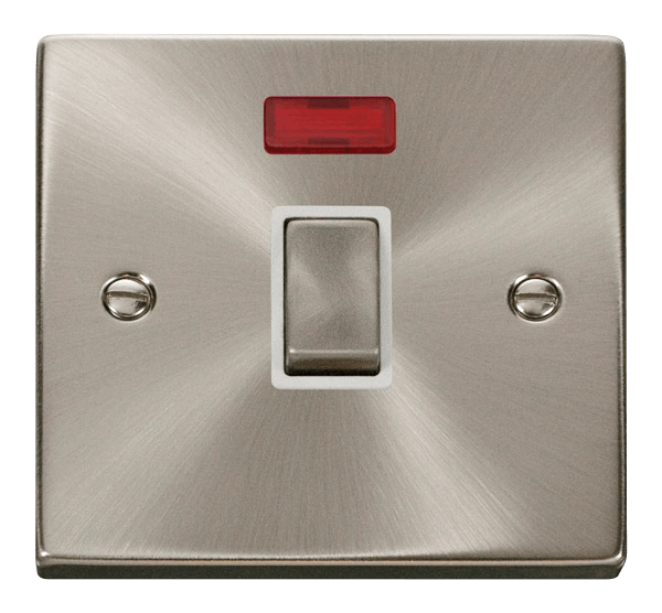 Click Deco 1G 20A Switch + Neon Satin Chrome White Insert VPSC723WH