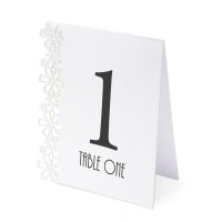 Table Numbers 1-15 Laser Flower White - 125 x 155 x 40mm