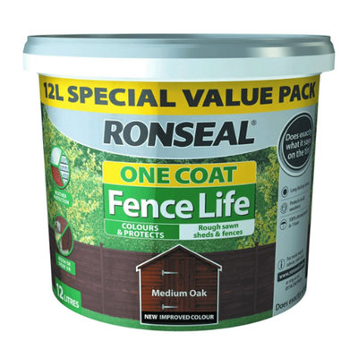 Ronseal Fence Life One Coat - Medium Oak 12L