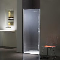 FLAIR FRAMELESS PIVOT DOOR 900MM BRIGHT SILVER WITH CLEAR GLASS