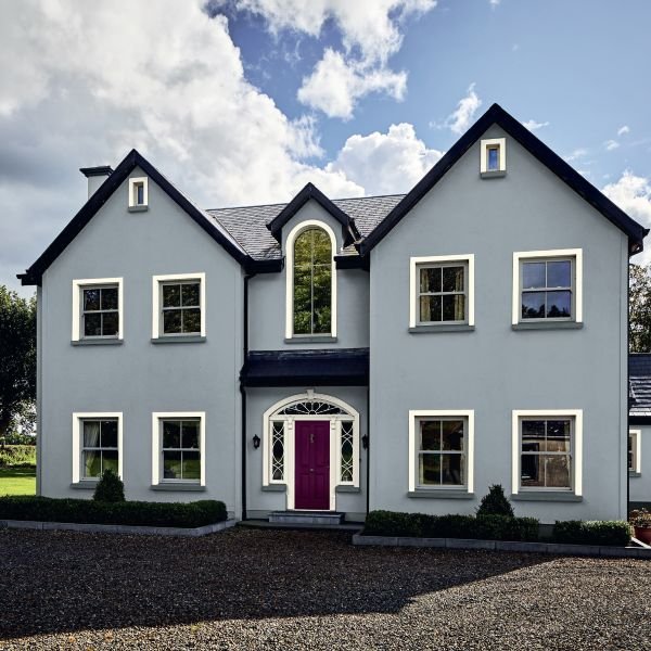Home Exterior painted in Weathershield Blue Grey 