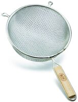 Double Mesh Strainer, Tinned, Wood Handle, Medium Mesh, , 20cm dia,