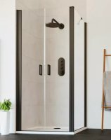FLAIR FRAMELESS SALOON DOOR 800MM MATTE BLACK WITH CLEAR GLASS