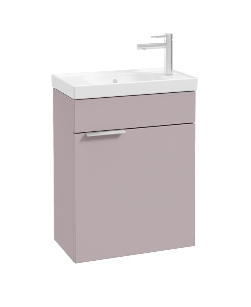STOCKHOLM 50CM WALL HUNG CLOAKROOM CASHMERE PINK MATT VANITY UNIT - BRUSHED CHROME HANDLES