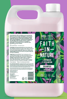 5L FAITH IN NATURE LAVENDER&GERANIUM SHAMPOO