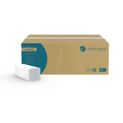 NORTH SHORE MICROFOLD LUXURY WHITE 2PLY HAND TOWEL 15PK