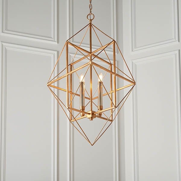 Endon Large Gold Leaf Angular Framed Multi Pendant