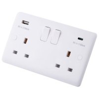 Iona 2 Gang Socket Switched with USB-A and USB-C
