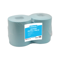 Vinco-Centretug Wiper Refill to Fit CP116 Tub, Virtually Lint Free, Blue, 2 Rolls/Pack