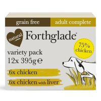 Forthglade Complete Meal Adult Dog Grain Free Duo Variety (Chicken & Chicken Liver) 12x395g
