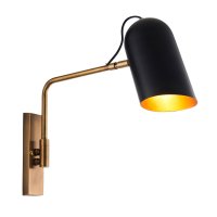 NAVREN SWING ARM WALL LIGHT, ANTIQUE BRASS AND MATT BLACK