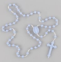 Plastic Corded Rosary - Light Blue (59992)